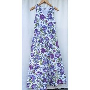 J.Jill Women Floral Midi Dress‎ Small Lupine Wildflower Boho Prairie Cottagecore
